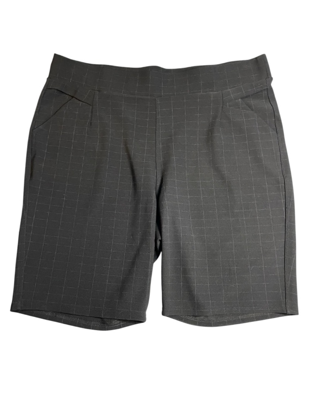 Women's Black Windowpane/Check Knit Bermuda Shorts